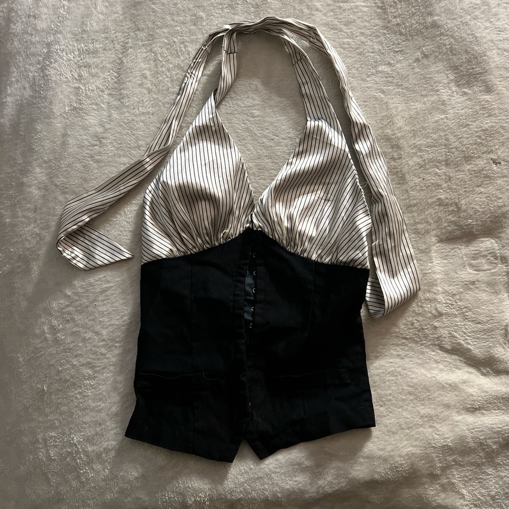 Striped Halter Top in Black and White